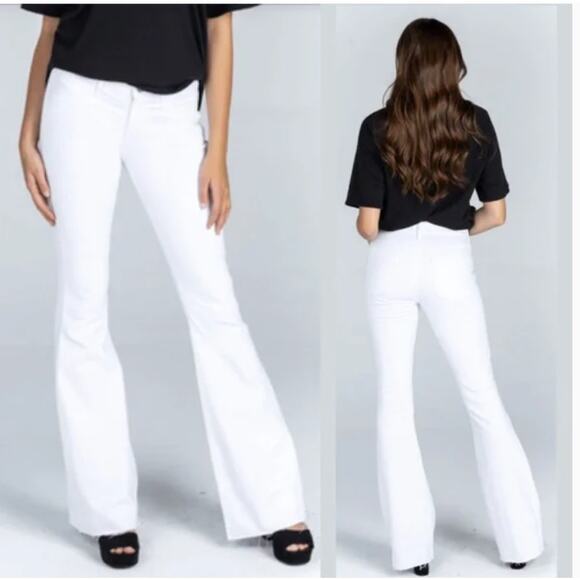 Articles of Society Jeans Womens 28 Bell Flare White Stretch Denim Boho Hippie - Picture 1 of 11